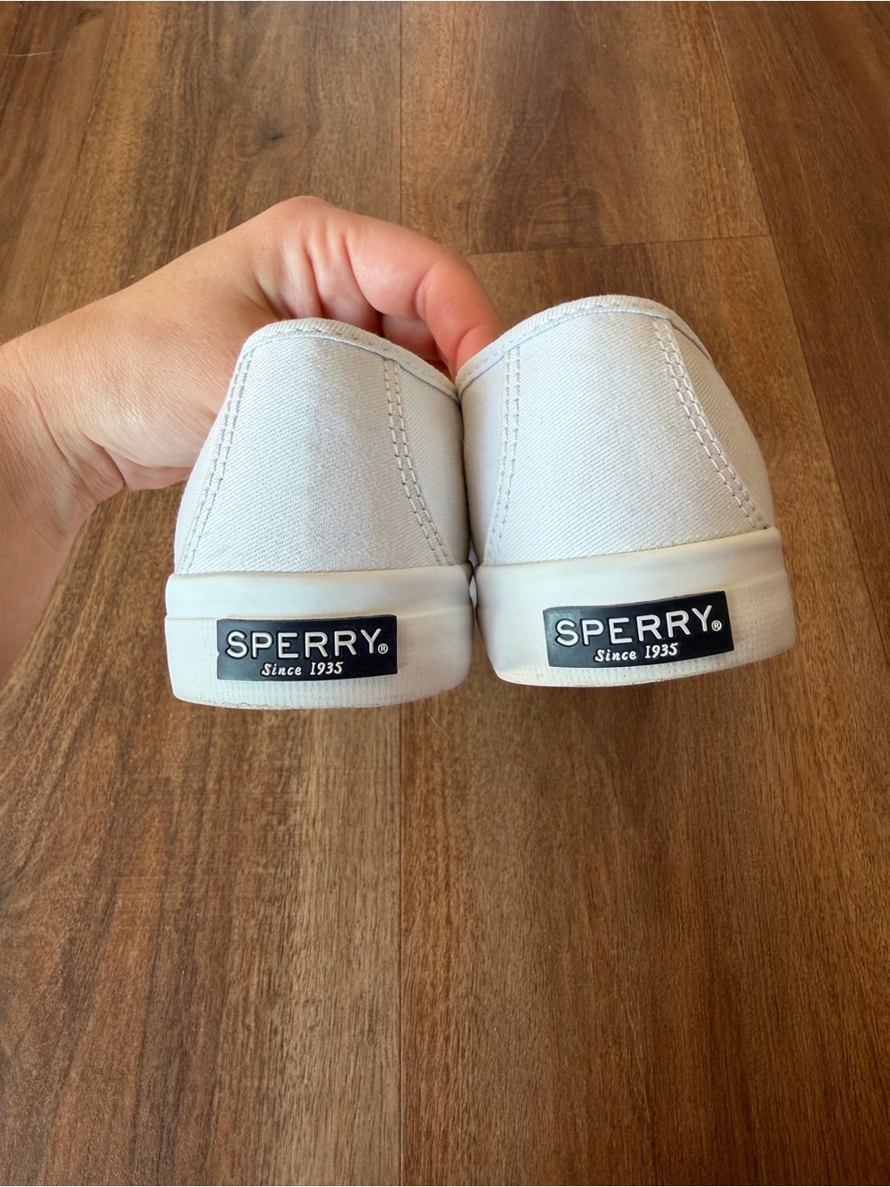 Sperry Women's Off-White Canvas Lace-Front Slip-Ons - Picture 6 of 9